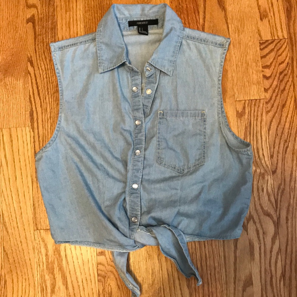 Denim Tie-Front Top